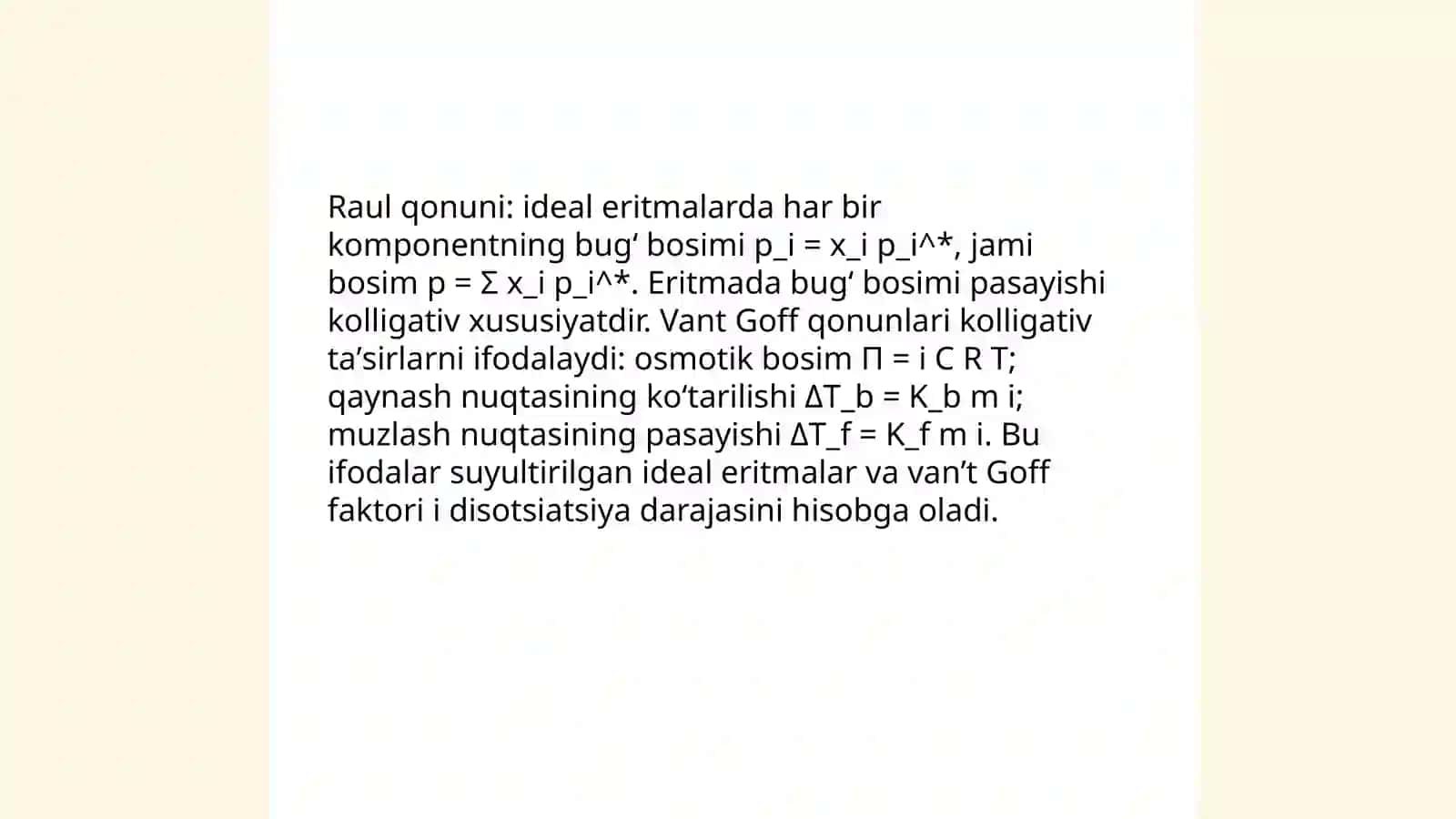 Raul va Vant Goff qonunini oʻrganish 3
