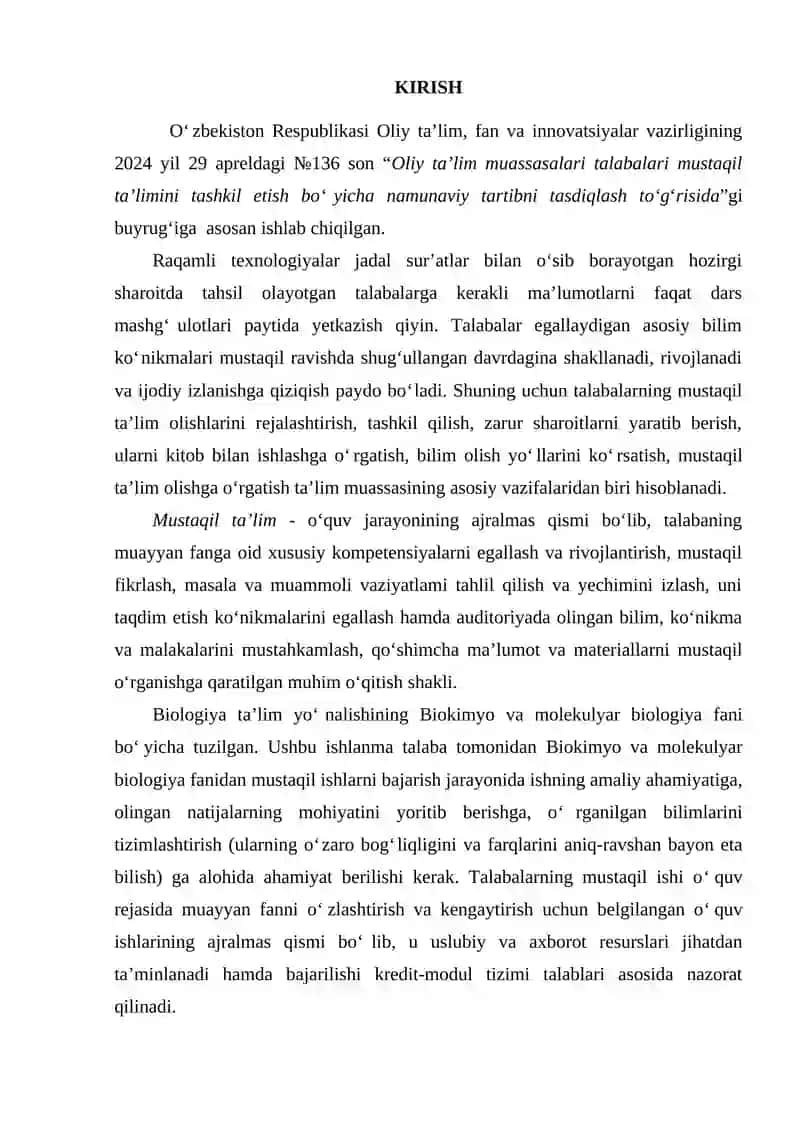Biokimyo va molekulyar biologiya 3