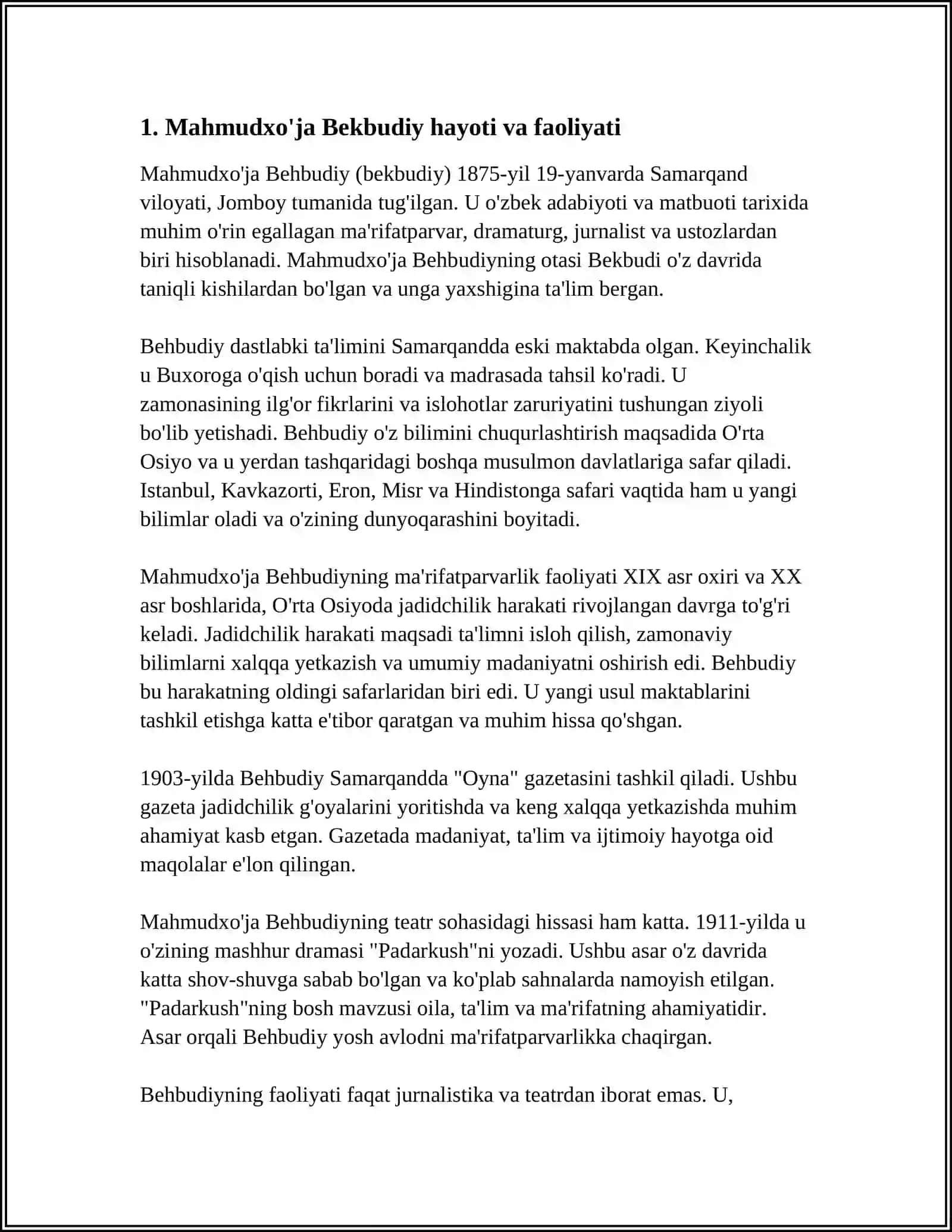 MAHMUDXOJA BEXBUDIY HAYOTIY YOLI 3