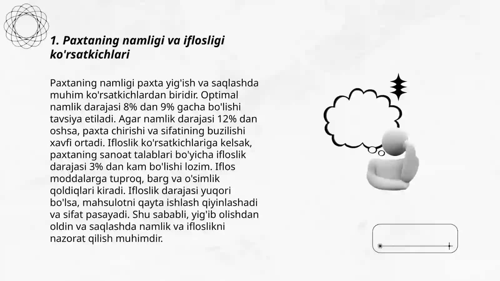 Paxtaning namligi va iflosligi ko'rsatkichlari 3