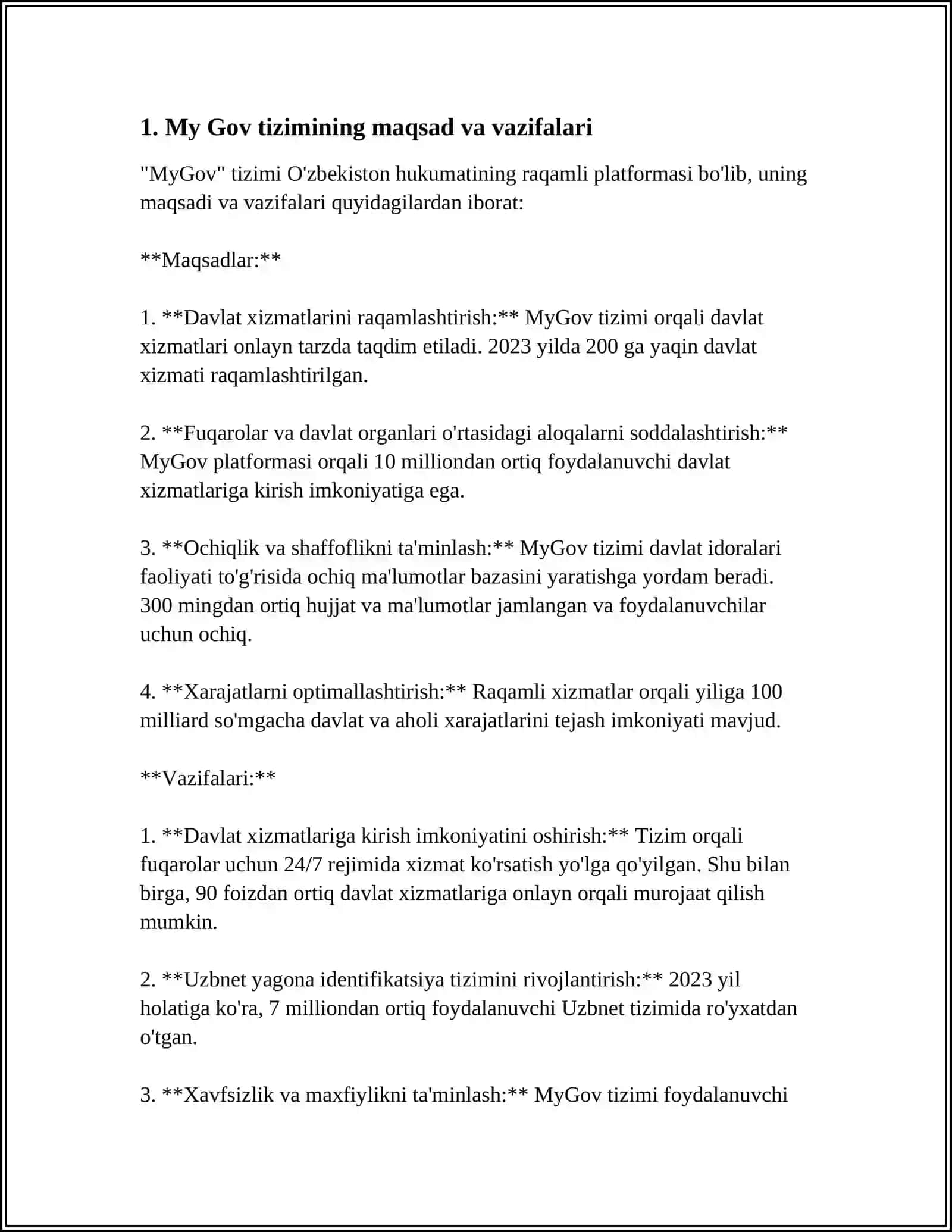 MUSTAQIL ISH Mavzu: MY GOV TIZIMIDA ISHLASH 3