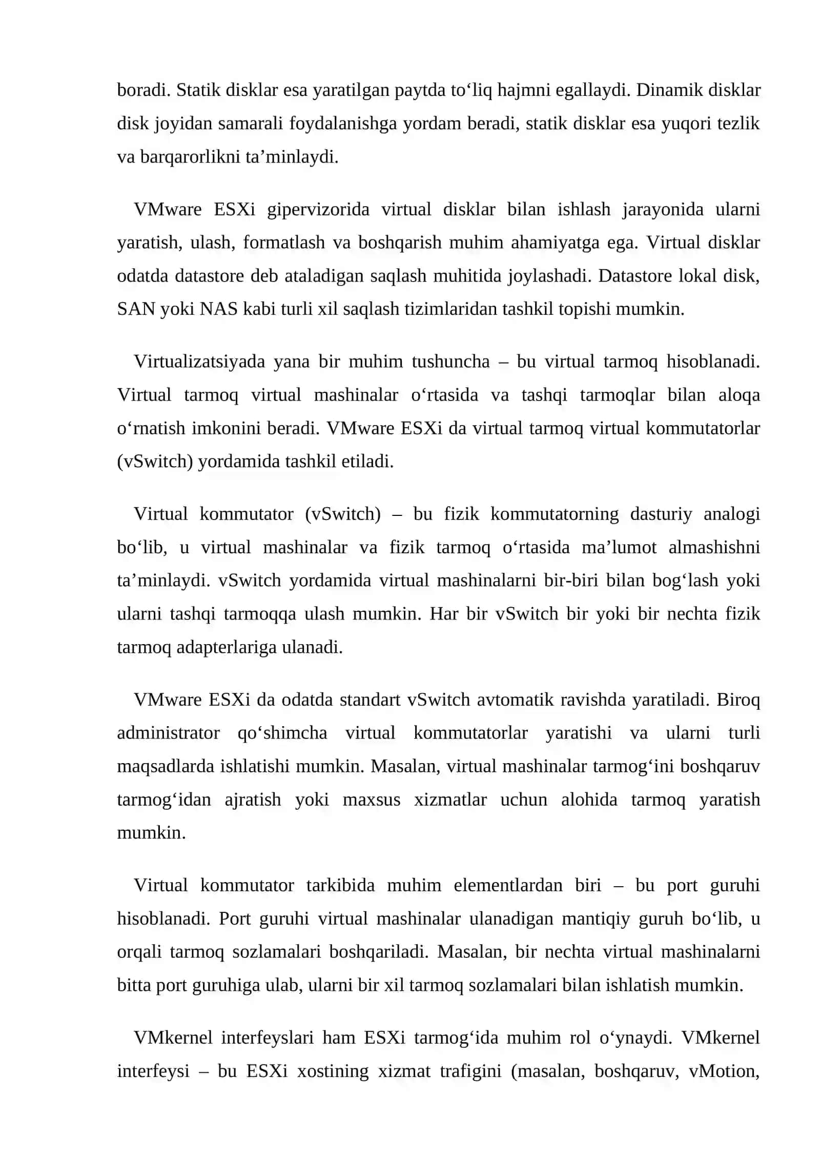 VMware ESXi da virtual disklar ustida ishlash va virtual kommutator yaratish 3
