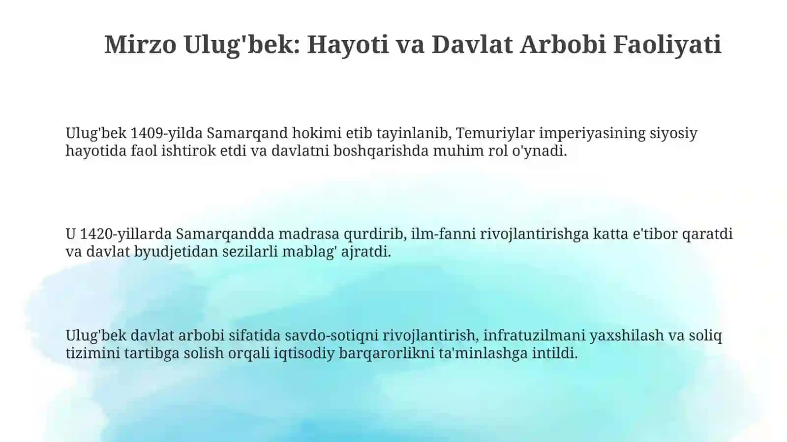 Mirzo Ulug‘bek: Hayoti va Davlat Arbobi Sifatidagi Faoliyati 3