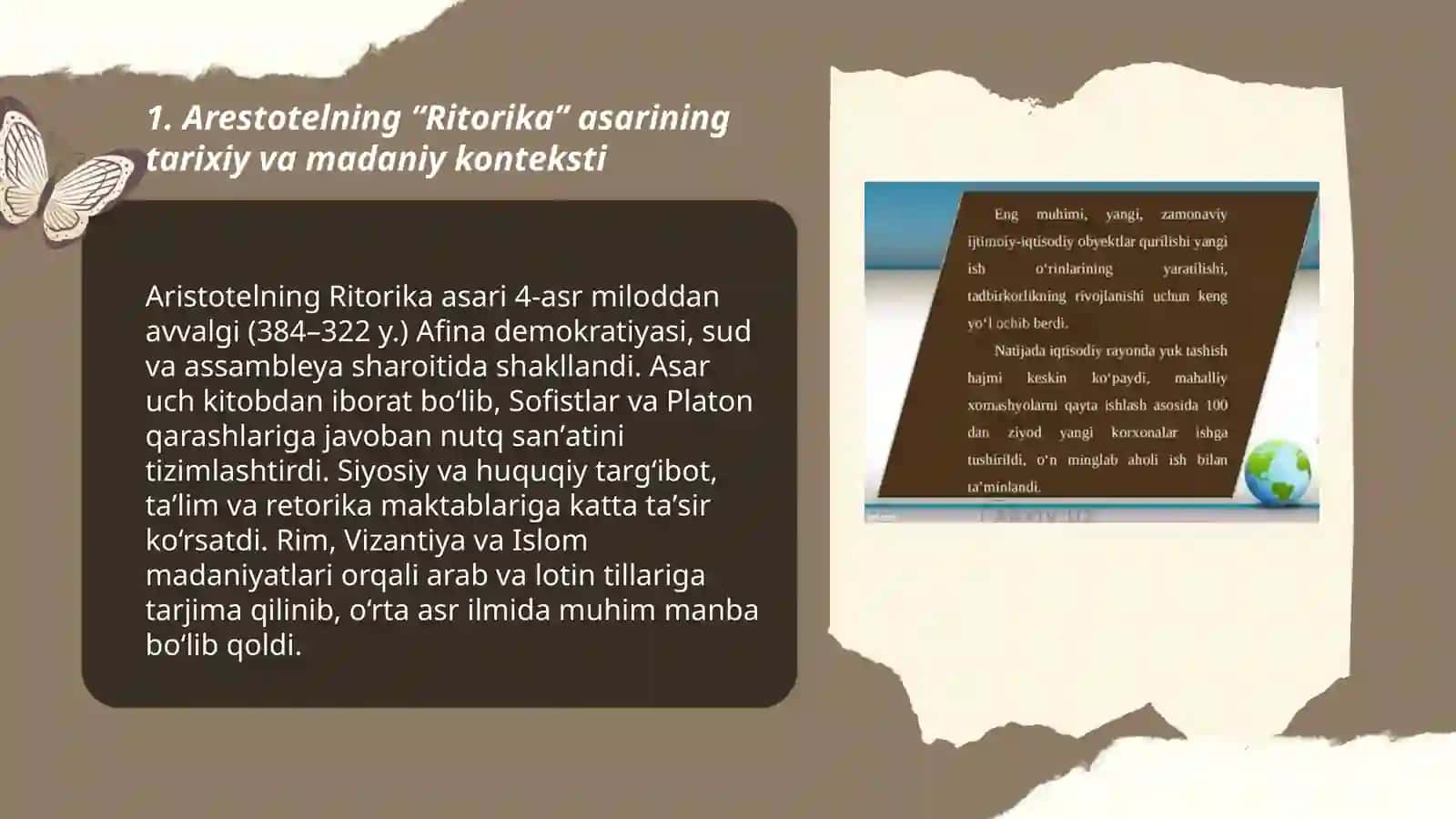 Arestotelning “Ritorika” asarini oʻqib oʻrganish va tahlil qilish 3