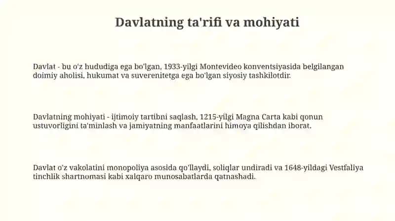 Davlat jamiyatning mavjud bo'lishi bir shakli 3