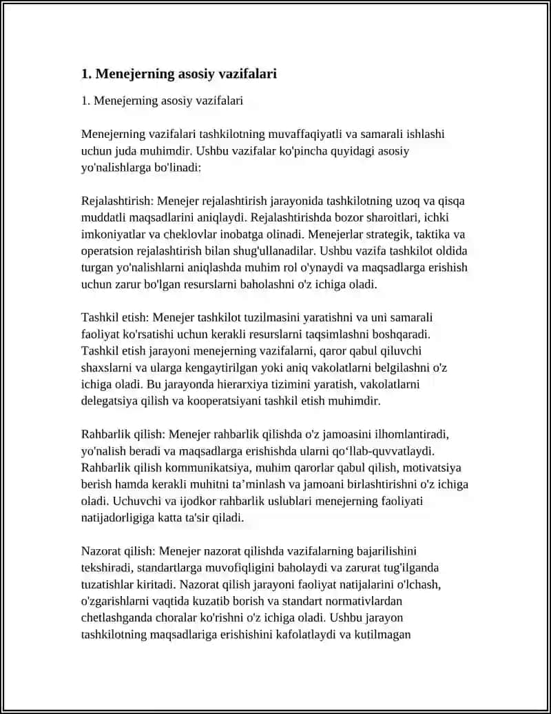 Mavzu: MENEJER VA UNUNG TARAFLARI 3
