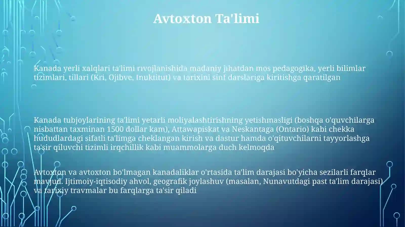 KANADADA TA'LIM TARAQQIYOTI 3