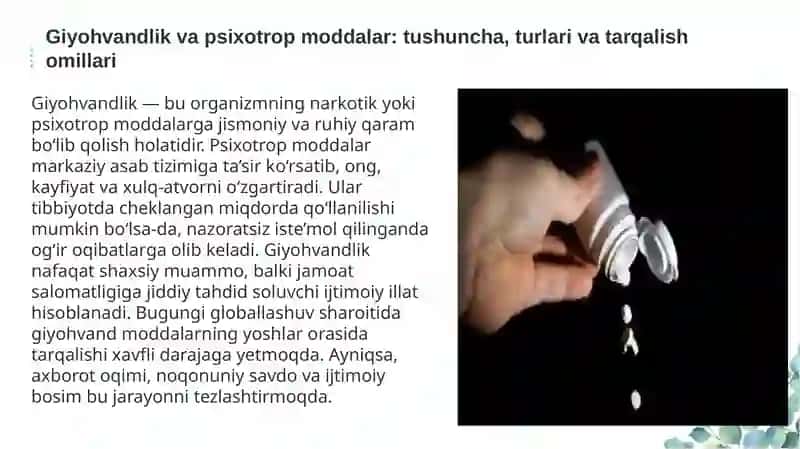 Giyohvandlik va psixotrop moddalar xavfi 3