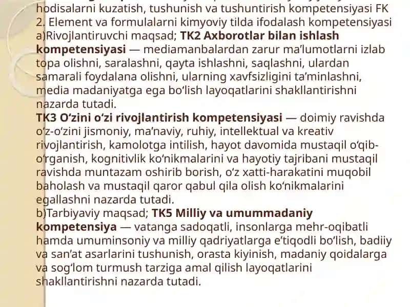 Kimyoo’qitishmetodikasita’limyo’nalishi4-Aguruhtalabasi 3