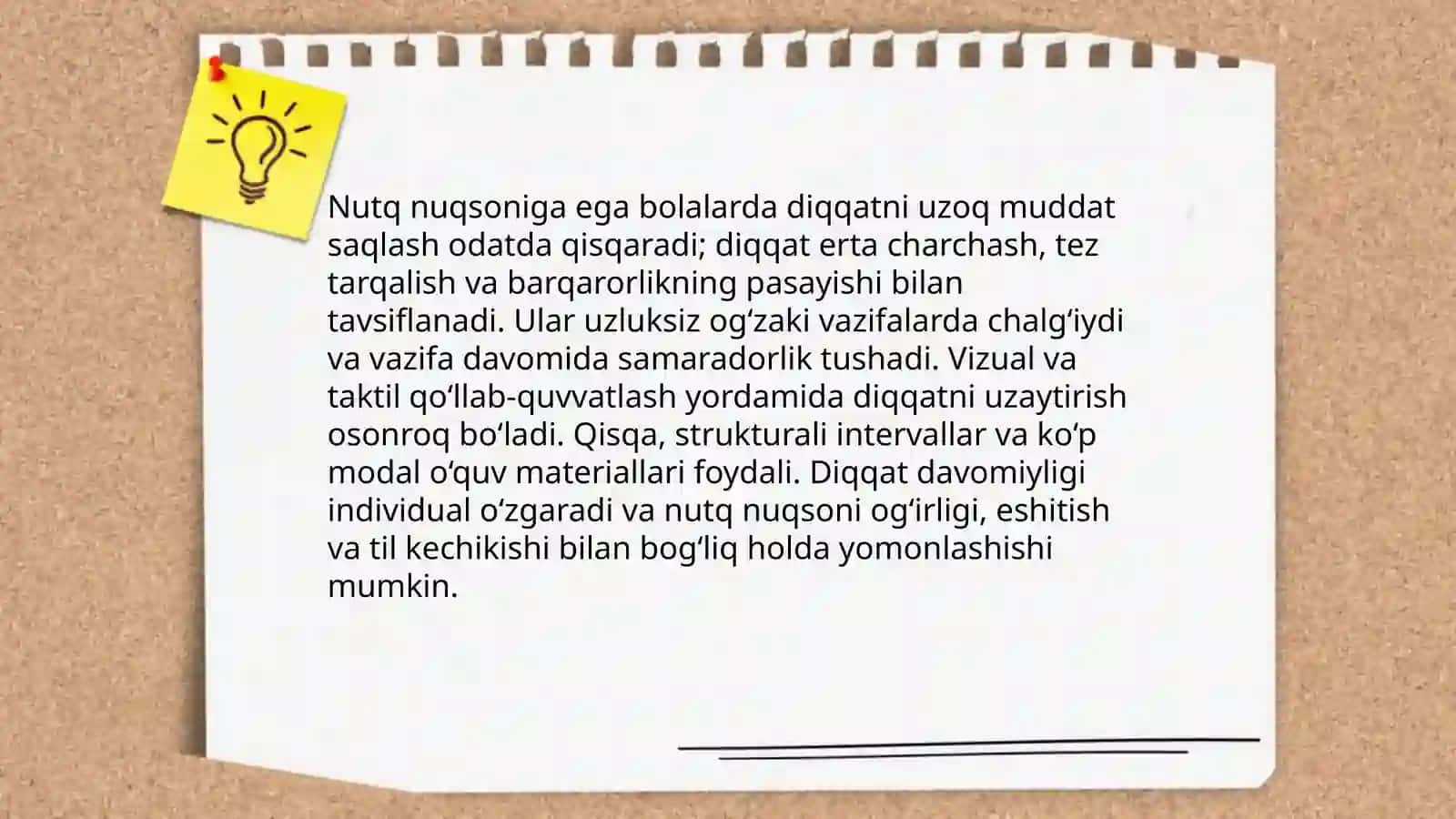 Nutq nuqsoniga ega bolalar diqqatining xususiyatlari 3
