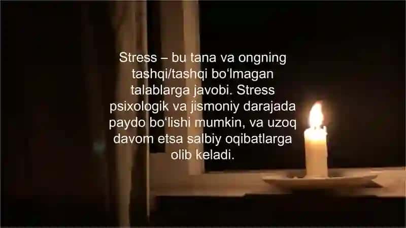 Stressni boshqarish usullari 3