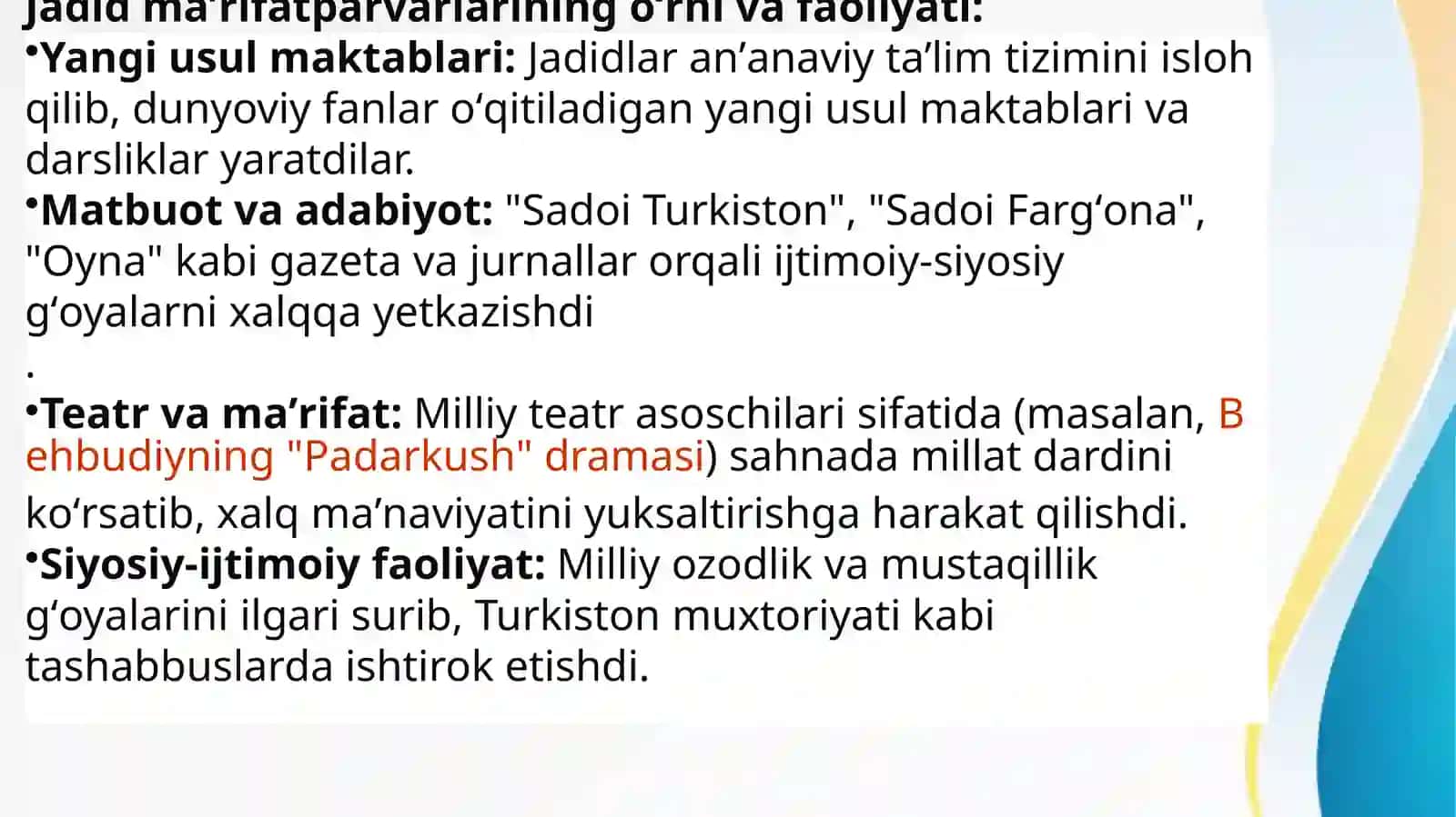 Jadid maʼrifatparvarlari (Behbudiy, Fitrat, Munavvar Qori, Avloniy) 3