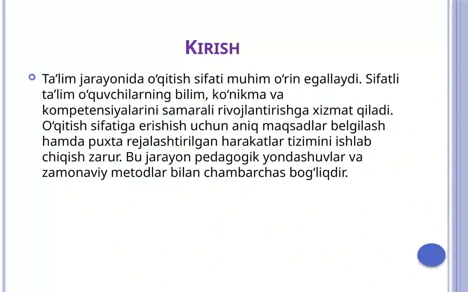 Oʻqitish sifatiga erishish boʻyicha harakatlar maqsadi va rejasini aniqlash 3