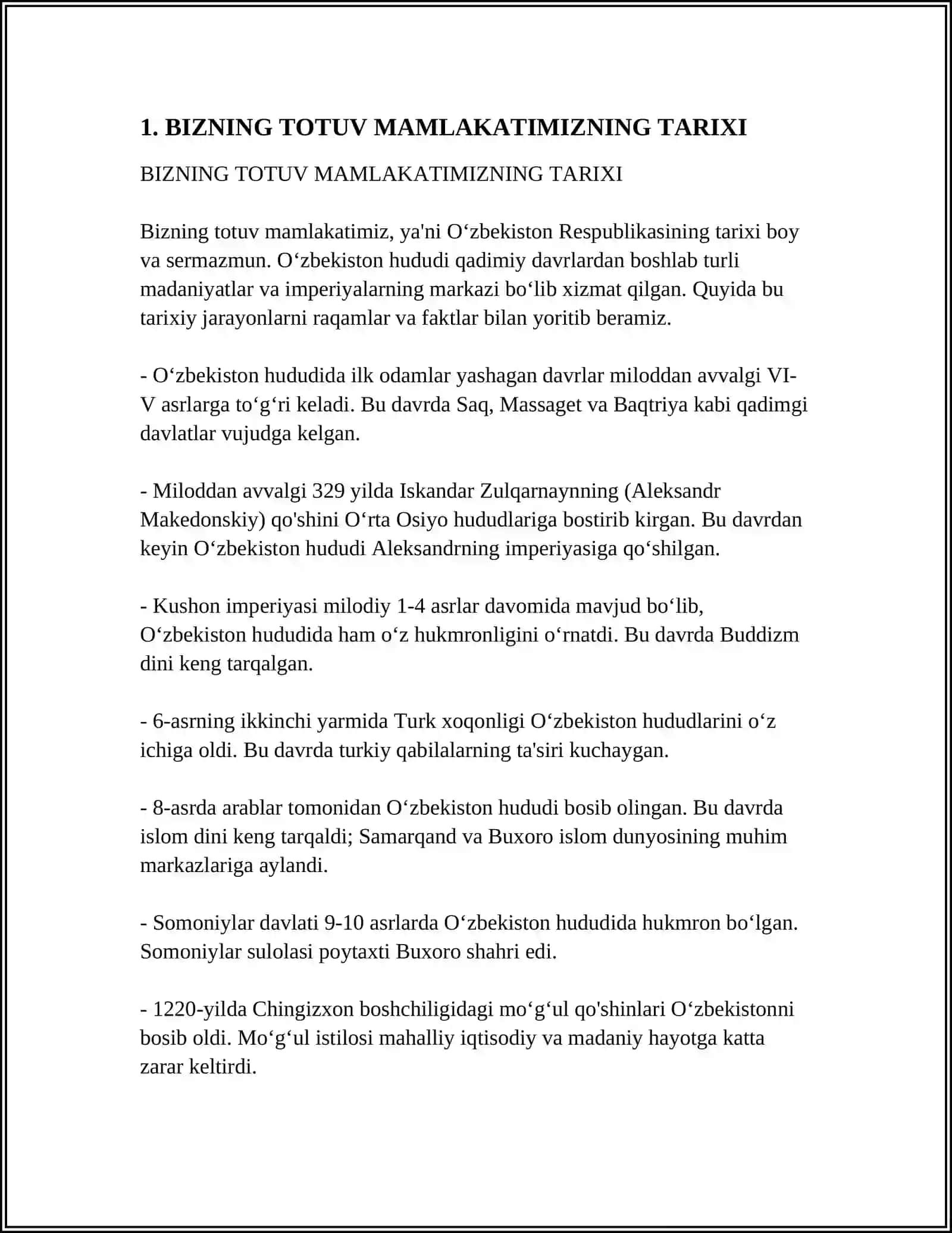 BIZNING TOTUV MAMLAKATIMIZNING TARIXI 3