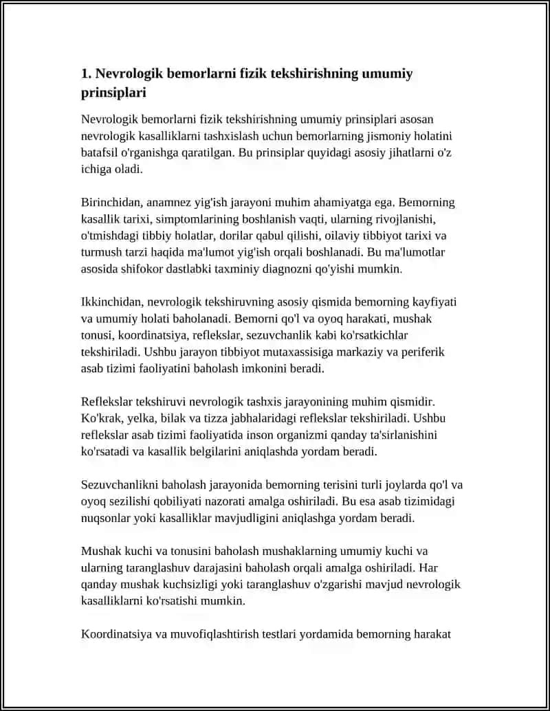 Nevrologik bemorlarni fizik tekshirish usullari 3