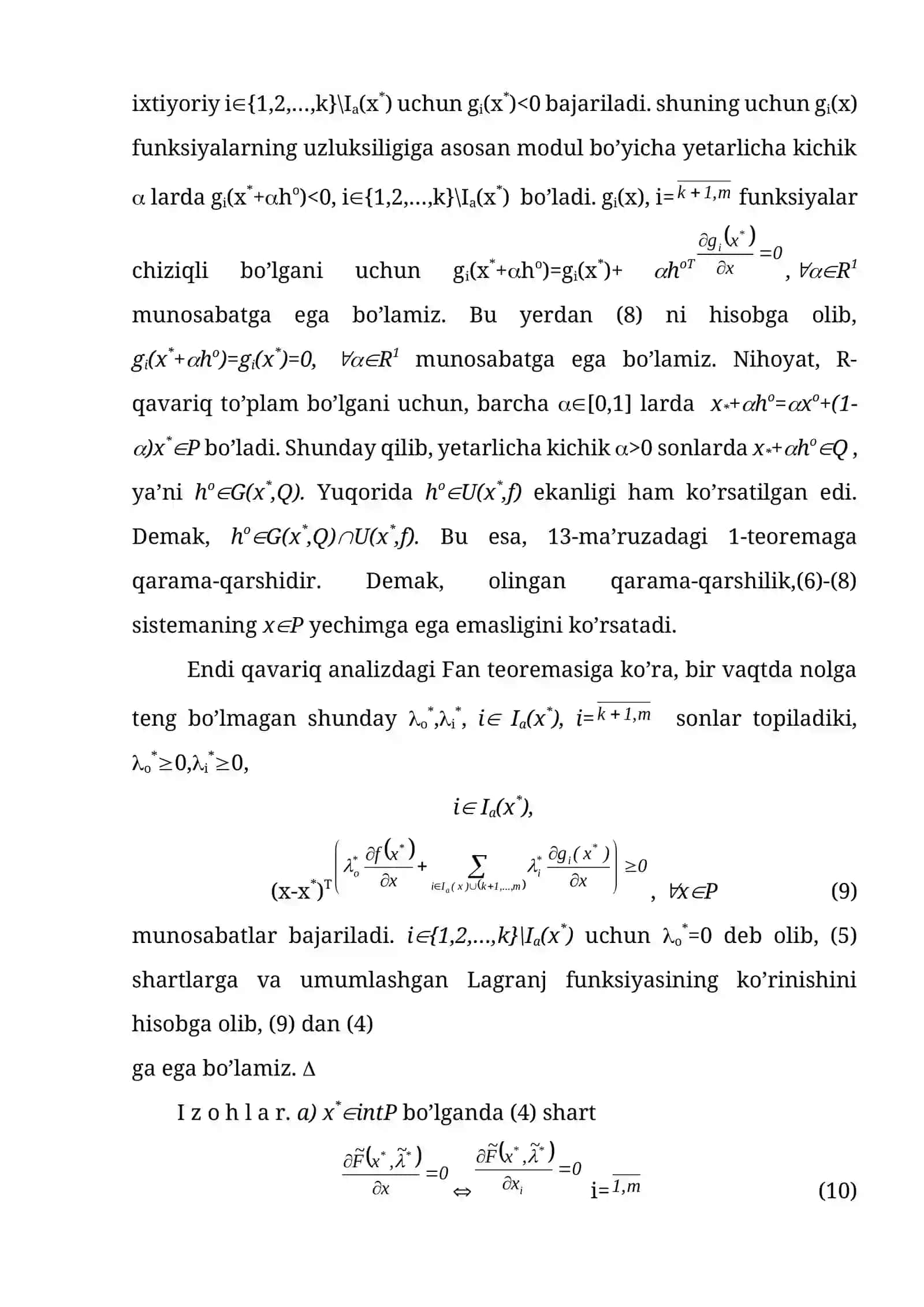 Chiziqli bo’lmagan programmalashtirishning umumiy masalasi 3