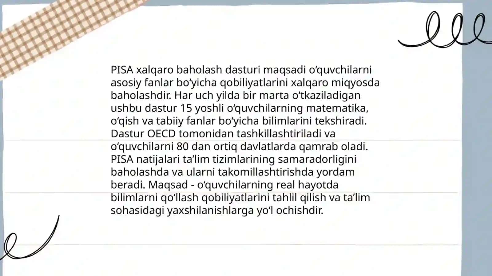 PISA xalqaro baholash dasturi mazmun va mohiyati 3
