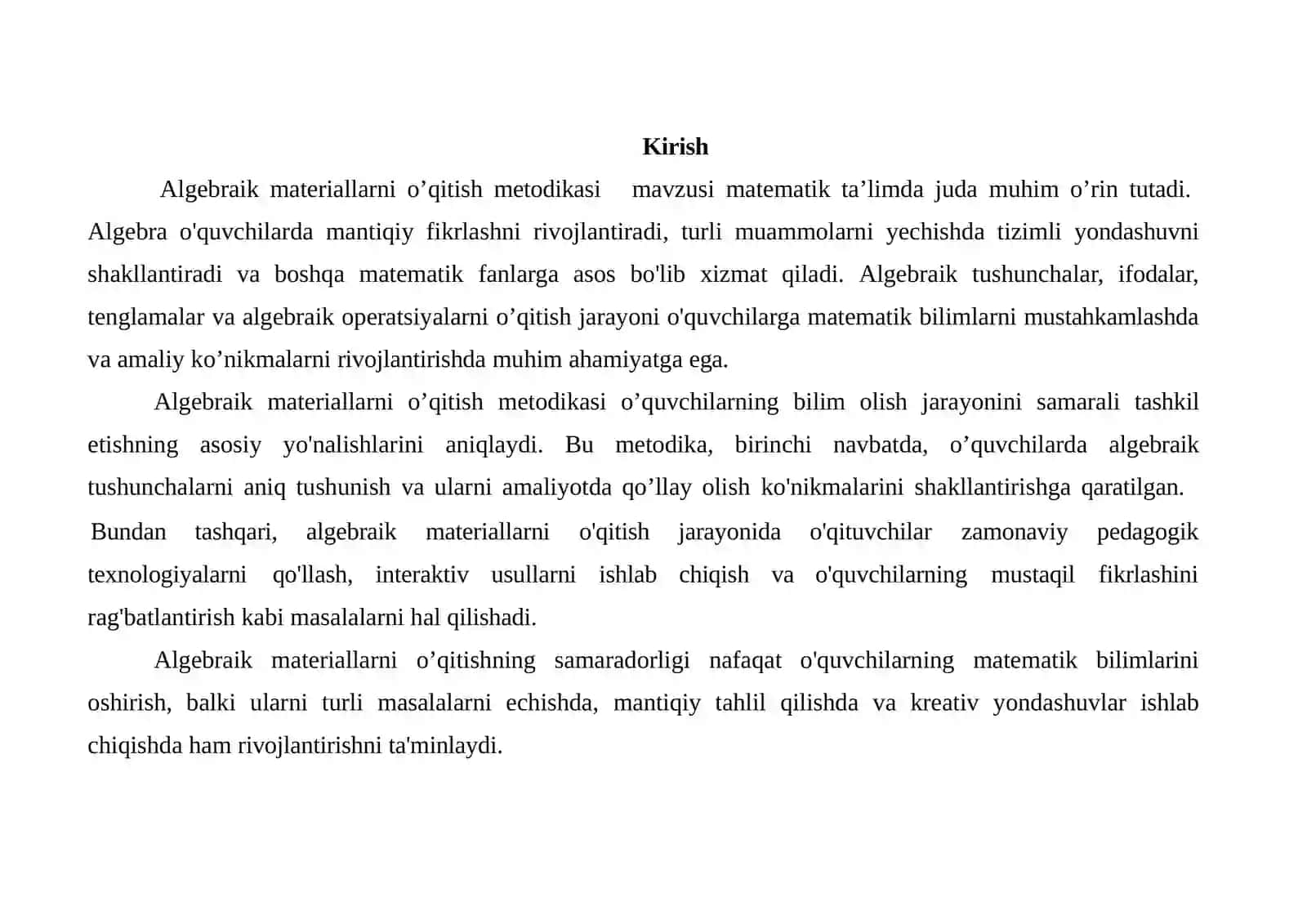 Algebraik materiallarni o'qitish metodikasi 3