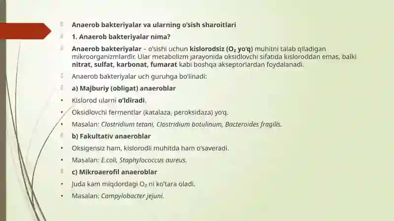 Anaerob bakteriyalarni sof kulturasini ajratib olish usullari. 3