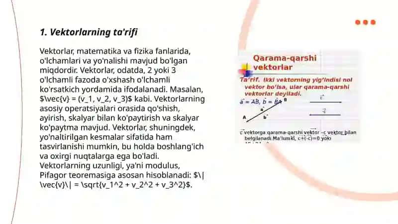 Vektorlar va ular ustida amallar 3