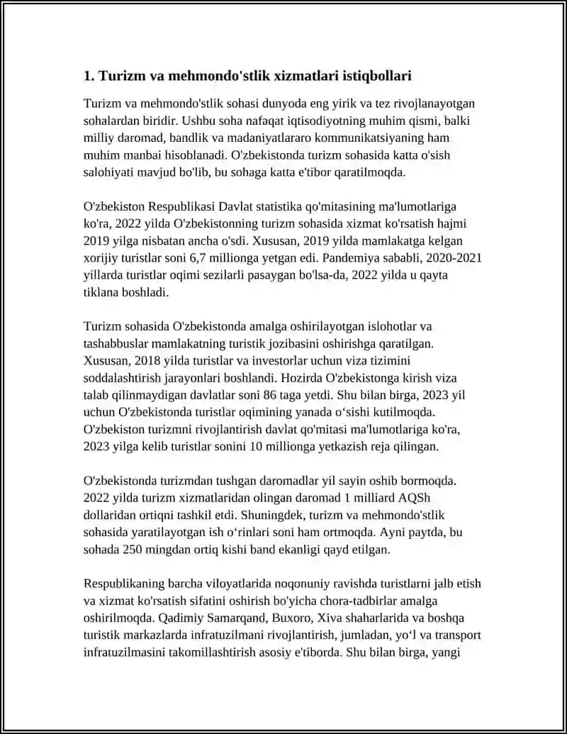 Turizm va mehmondo'stlik xizmatlari istiqbollari 3