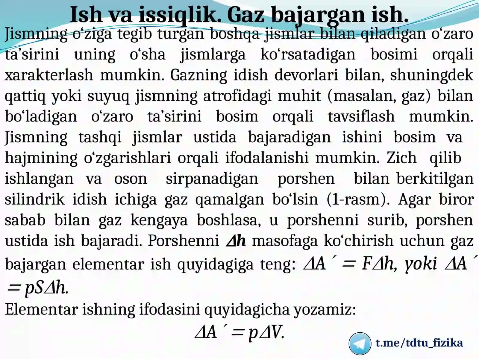 TERMODINAMIKA ASOSLARI. REAL GAZLAR 3