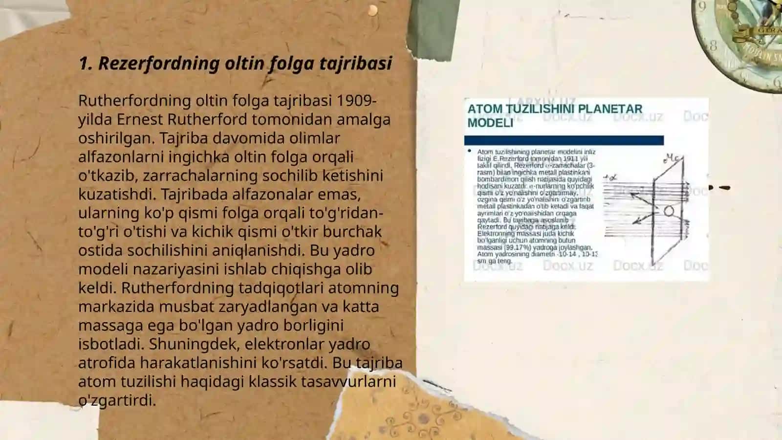 Rezerfordning oltin folga tajribasi 3