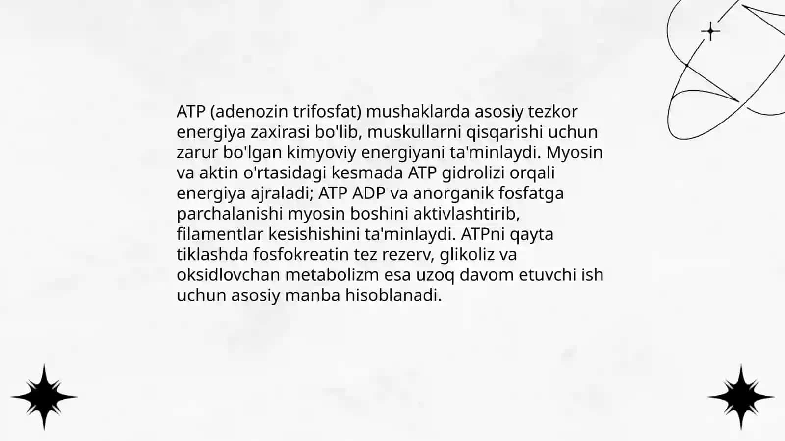 Mushak ishi uchun energiya manbalari 3