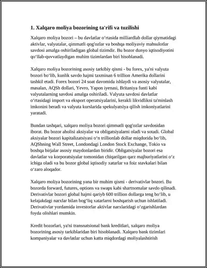 XALQARO MOLIYA BOZORI VA UNING RIVOJLANISH XUSUSIYATLARI 3
