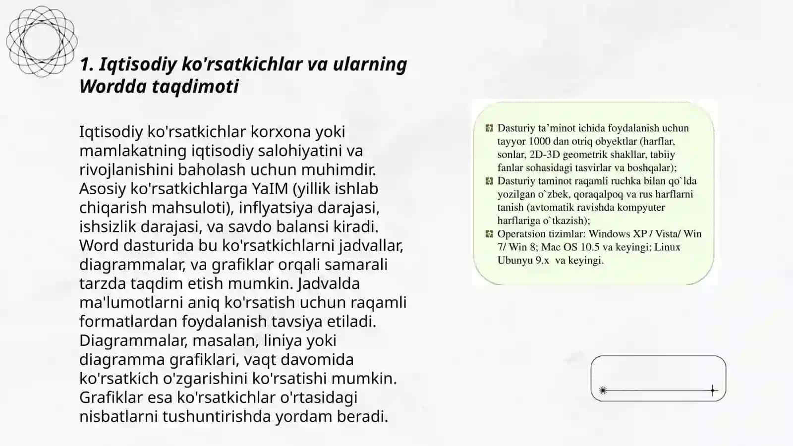 Iqtisodiy ko'rsatkichlar va ularning Wordda taqdimoti 3
