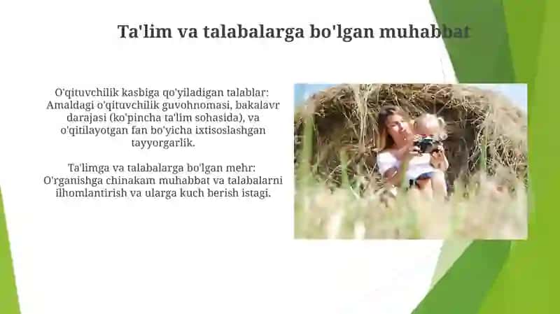 Pedagoglik kasbiga qoʻyilgan talablar 3