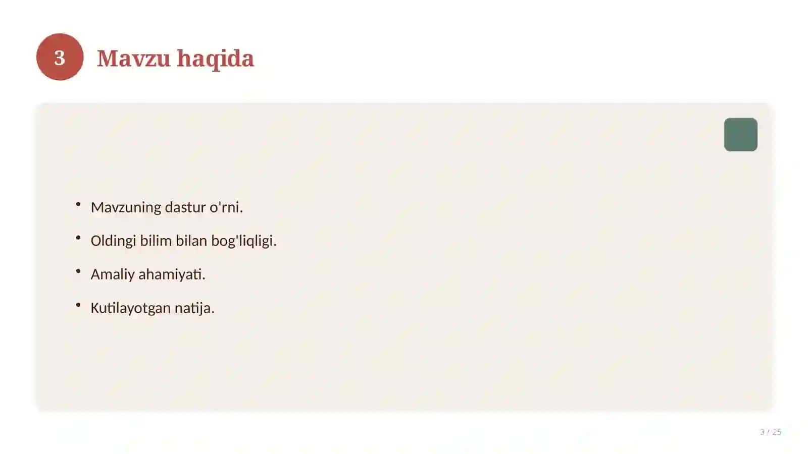 Tarbiya fanidan 3-sinf uchun ochiq dars ishlanmasi 3