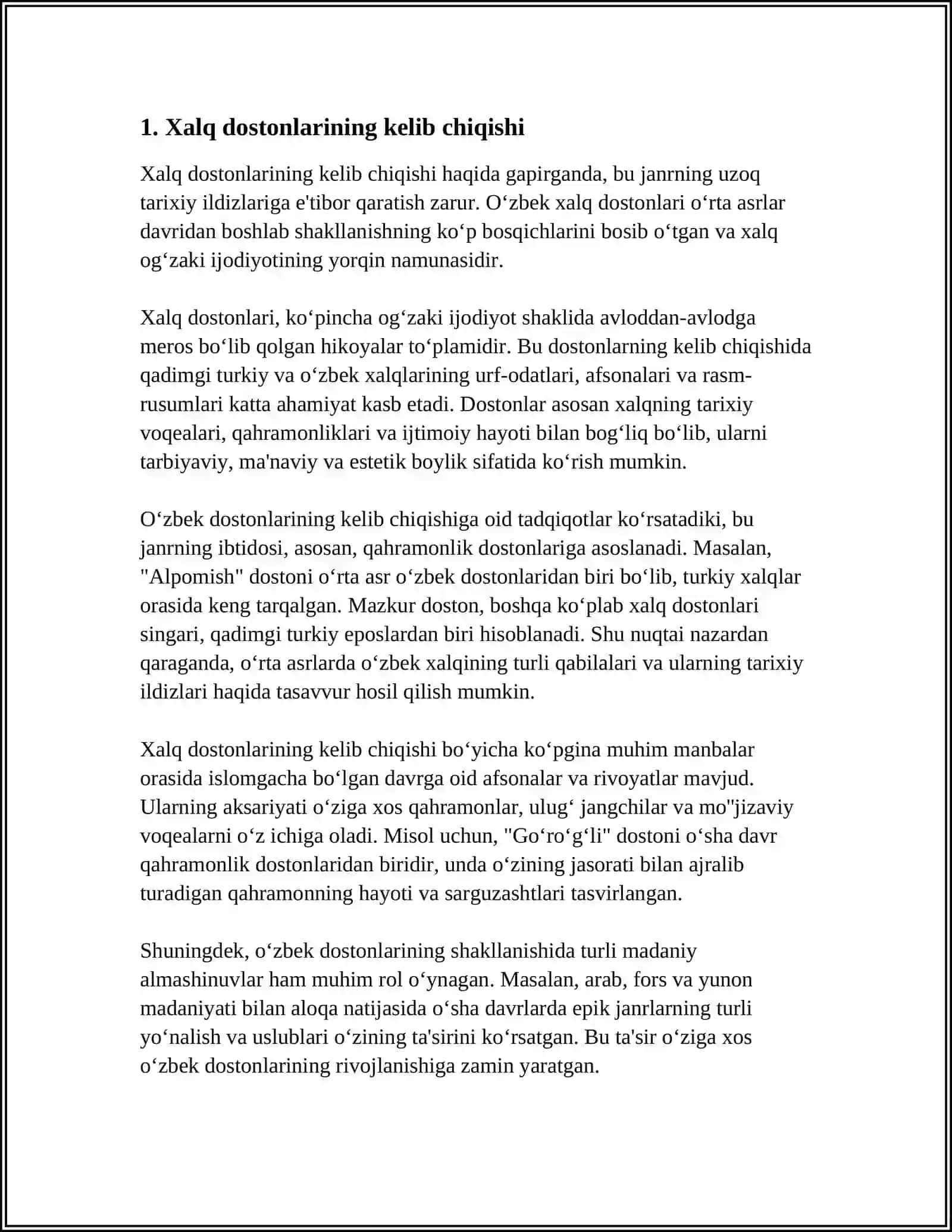 XALQ DOSTONLARINING VARIANTLARI HAQIDA REFERAT YOZISH 3
