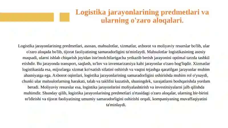 Tijorat logistikasining mohiyati, predmet va vazifalari 3