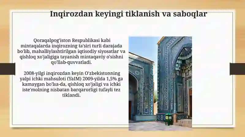 2008-yilgi Jahon Moliyaviy Inqirozining O'zbekistonga Ta'siri 3
