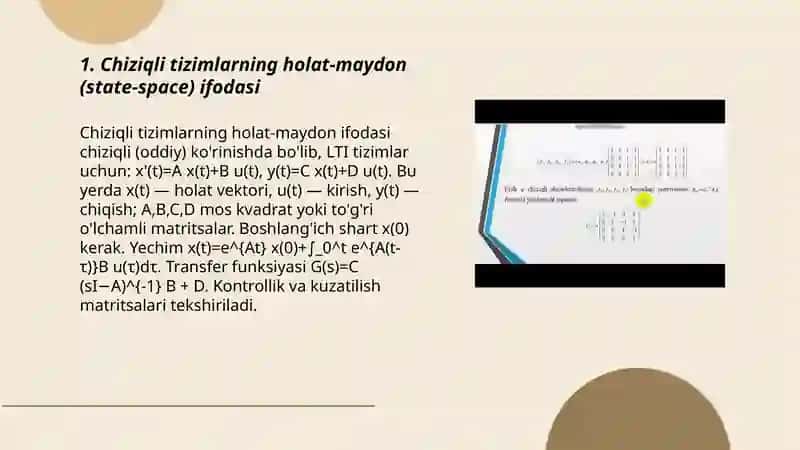 Chiziqli avtomatik sistemalarni matematik ifodasi 3