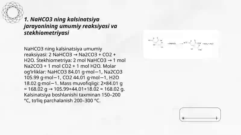 NaHCO3 kalsinatsiyalash va termik parchalanish 3