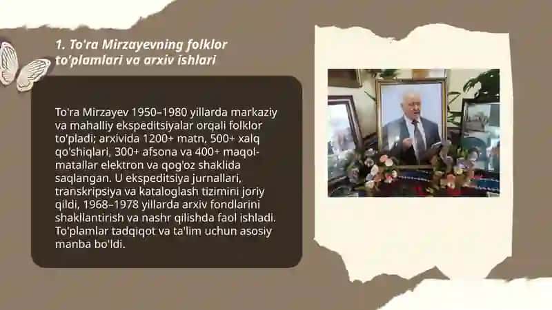 To'ra Mirzayevning folklor to'plamlari va arxiv ishlari 3