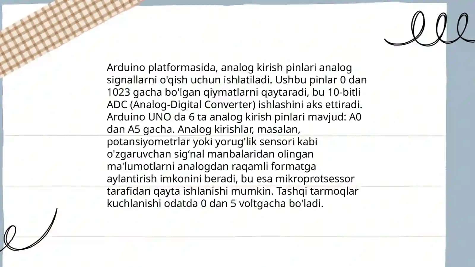 Arduino qurilmasida analogli kiritish funksiyalarini o‘rganish 3