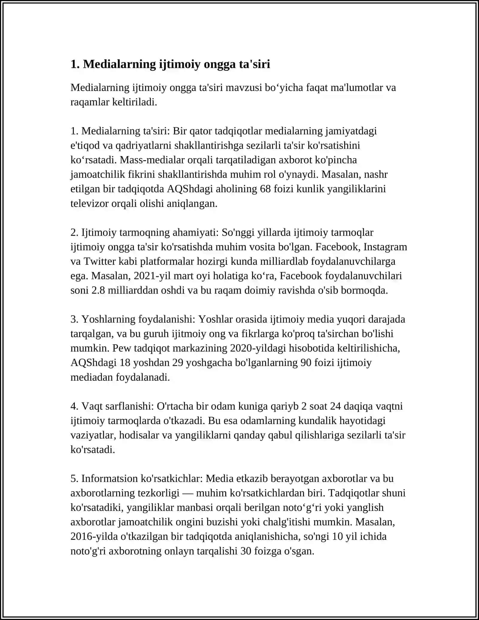 MEDIALARNING TAʼSIRCHANLIGI VA JAMIYATGA TAʼSIRI 3