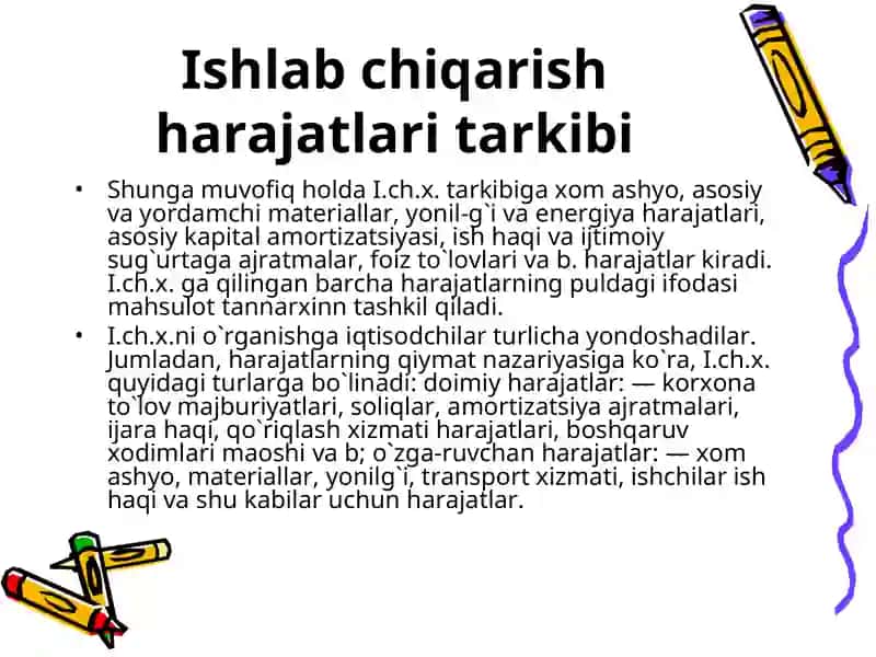 Ishlab chiqarish harajatlari 3