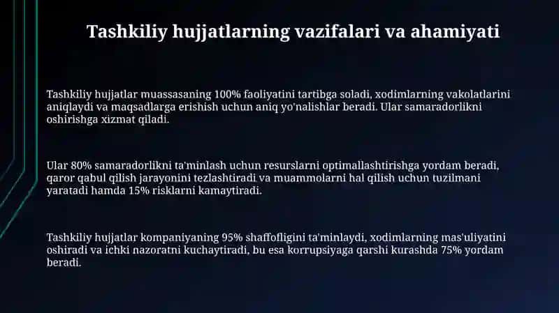 Tashkiliy hujjatlarning vazifasi 3