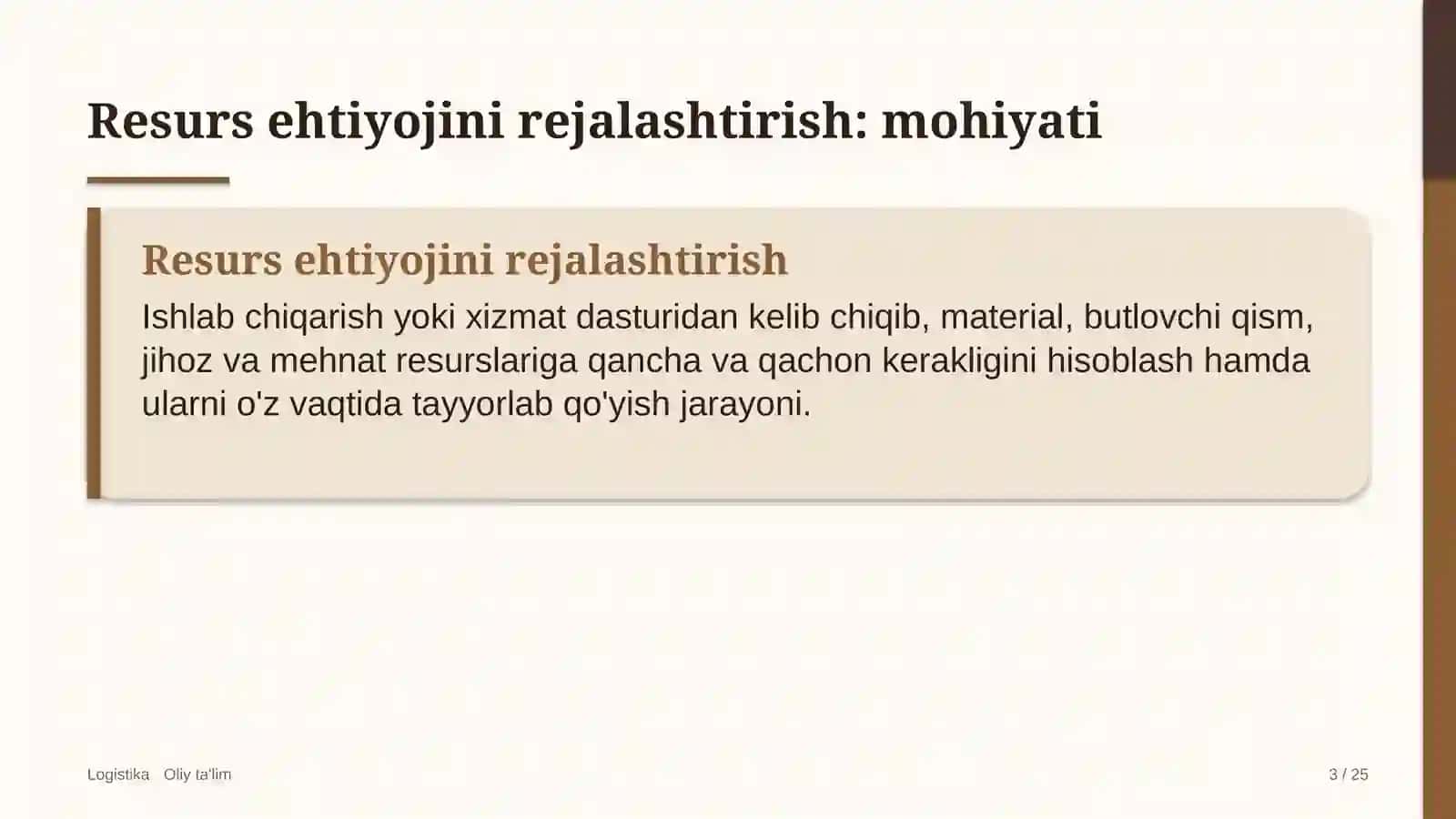 Avtoservis korxonalarida resurslarga ehtiyojni rejalashtirish 3