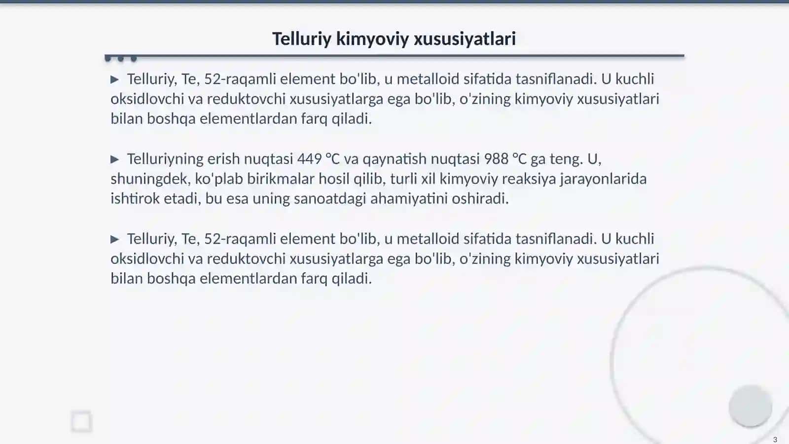 Telluriy. Amaliy ishlarga moʻljallangan qurilmalar 3