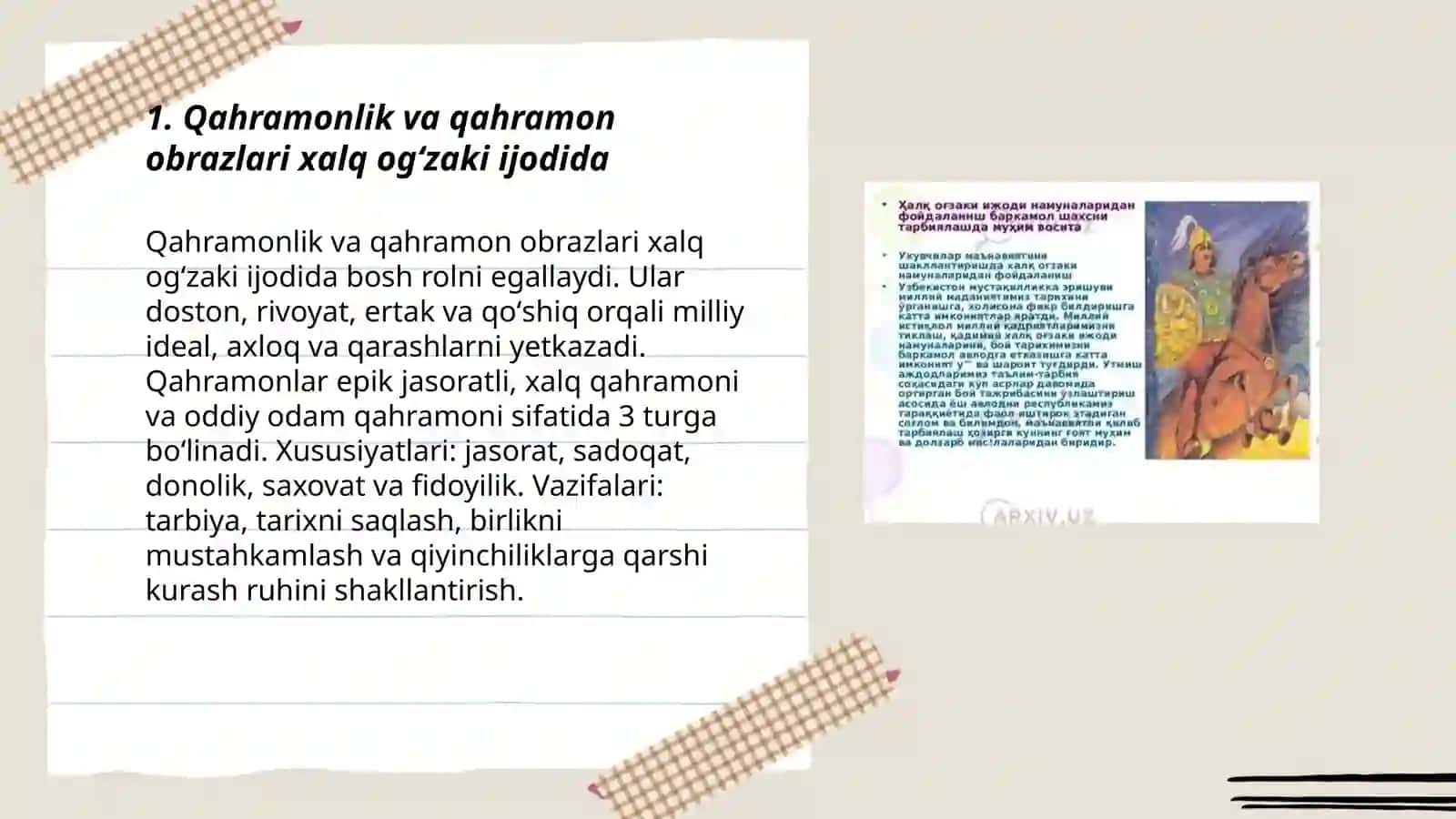 Oʻzbek folklori fanidan tayyorlagan taqdimot 3