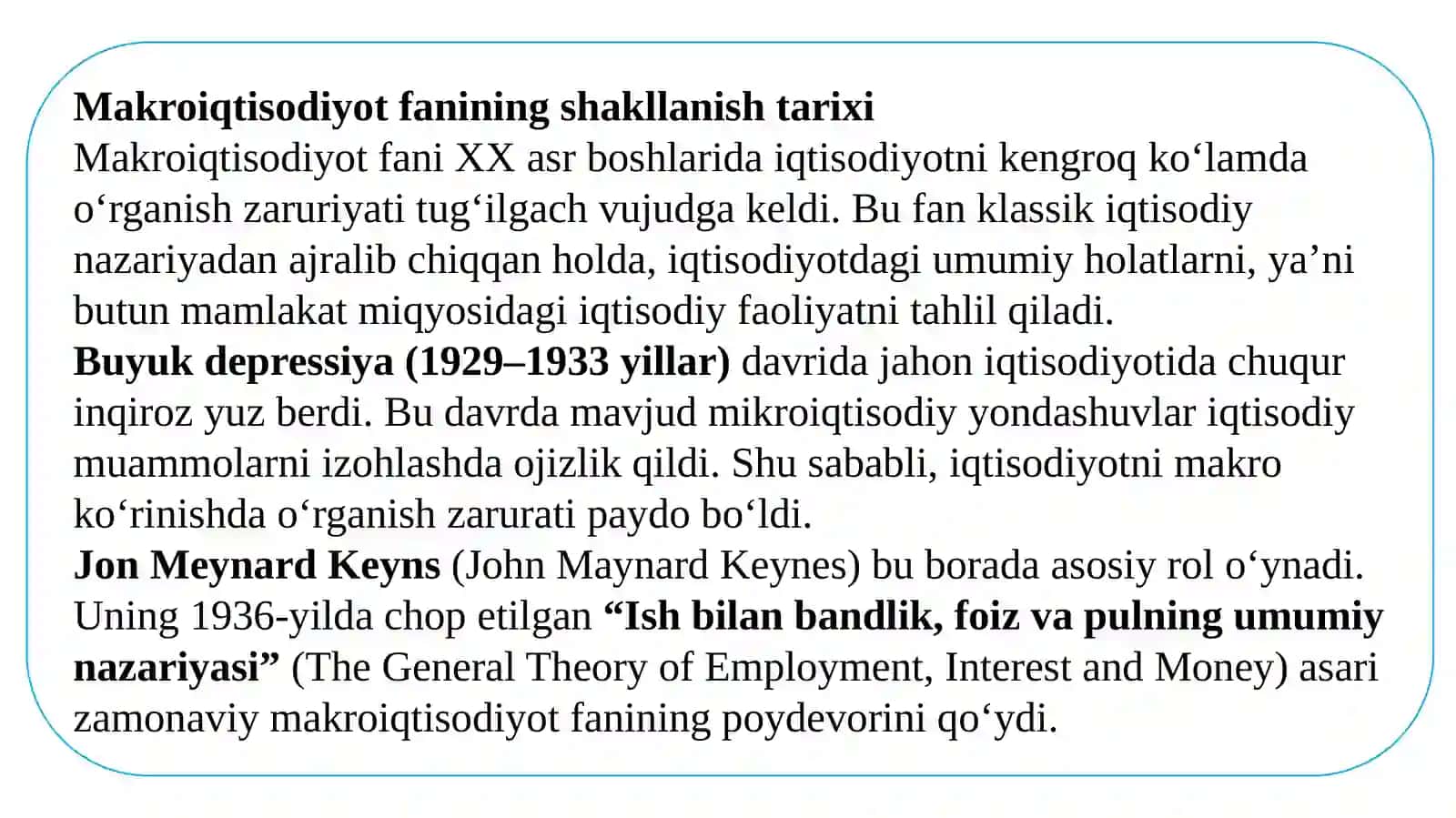 MAKROIQTISODIYOT FANI 3