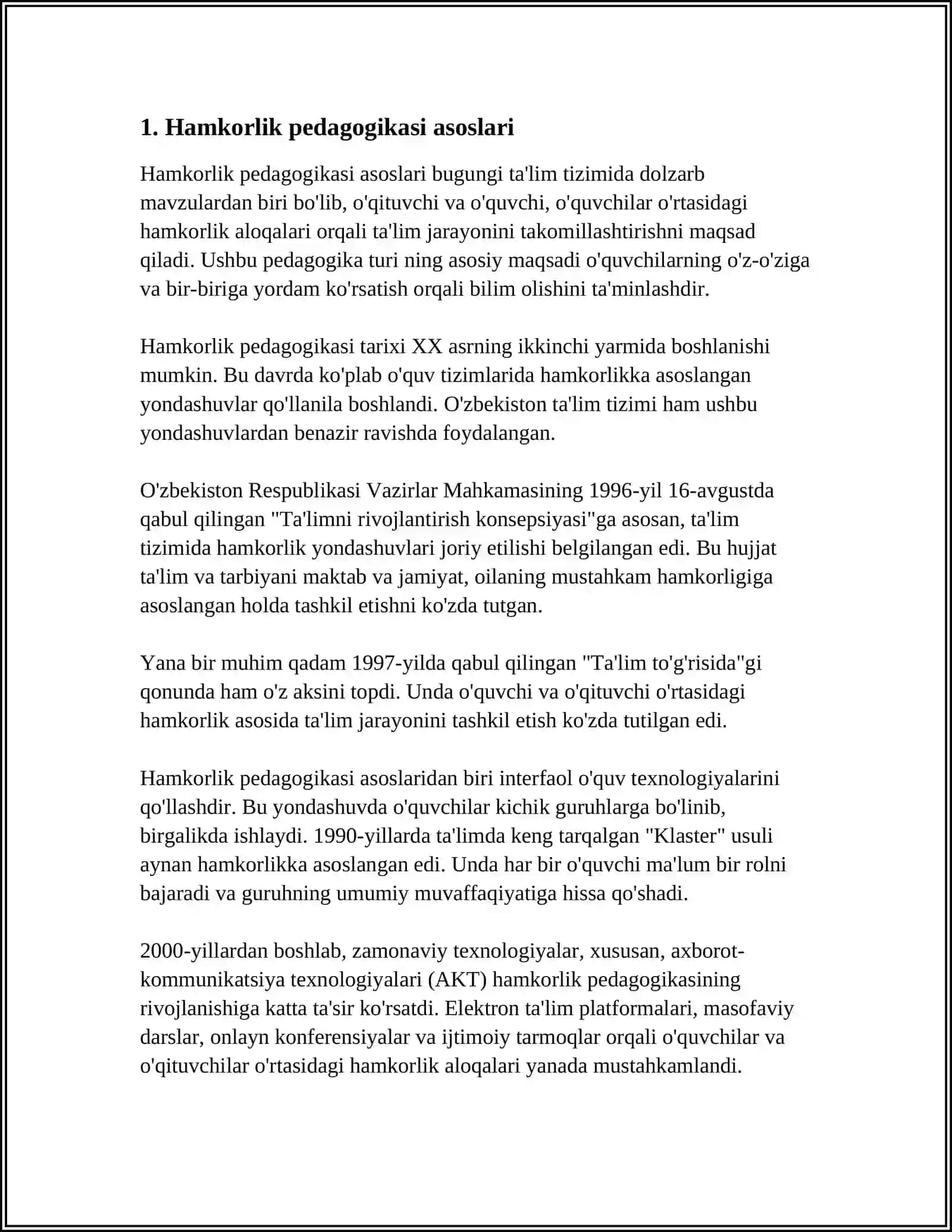 HAMKORLIK PEDAGOGIKASINING TASNIFI 3