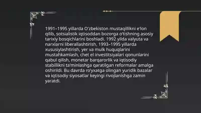 O'zbekistonda bozor munosabatlarining shakllantirishi va taraqqiyot bosqichlari 3