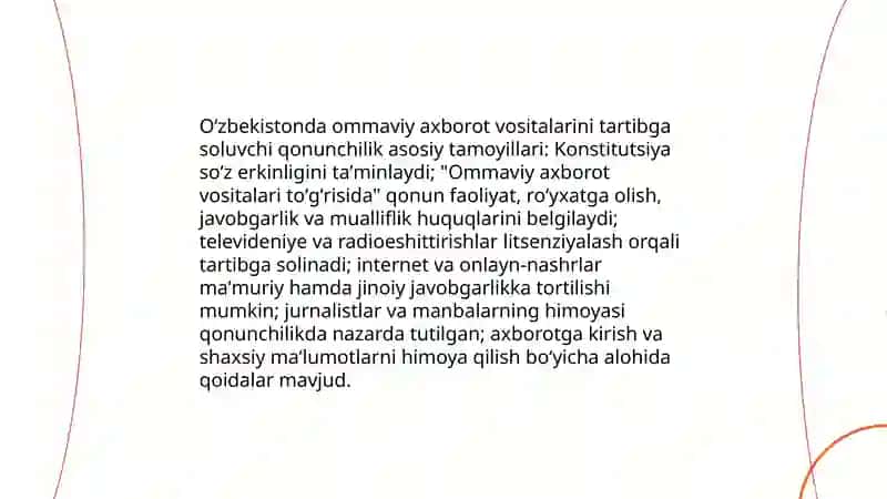 Oʻzbekiston respublikasida ommaviy axborot vositalarining faoliyati 3