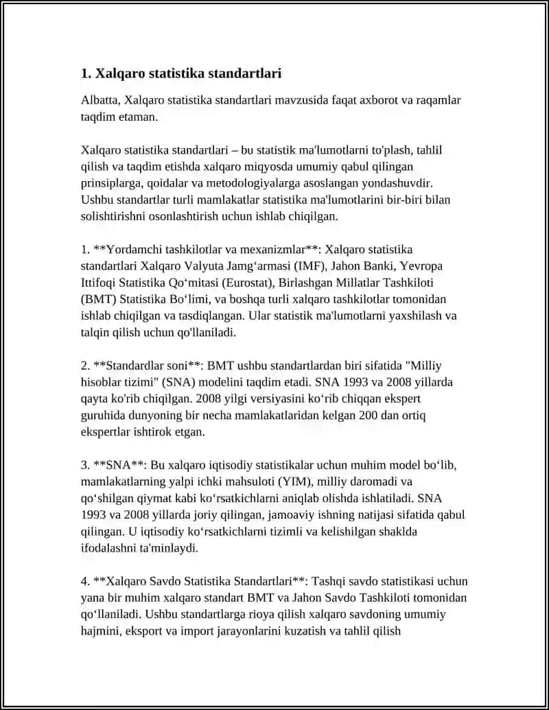 Xalqaro statistika standartlari 3